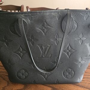 Louis Vuitton Charcoal Embossed Tote Leather MM Neverfull